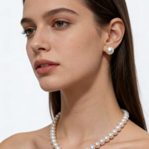 Natural Freshwater Pearl Necklace & Earrings Set with 925 Sterling Silver