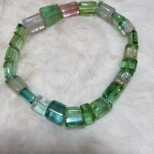 100% natural, untreated green- pink  tourmaline luxury bracelet