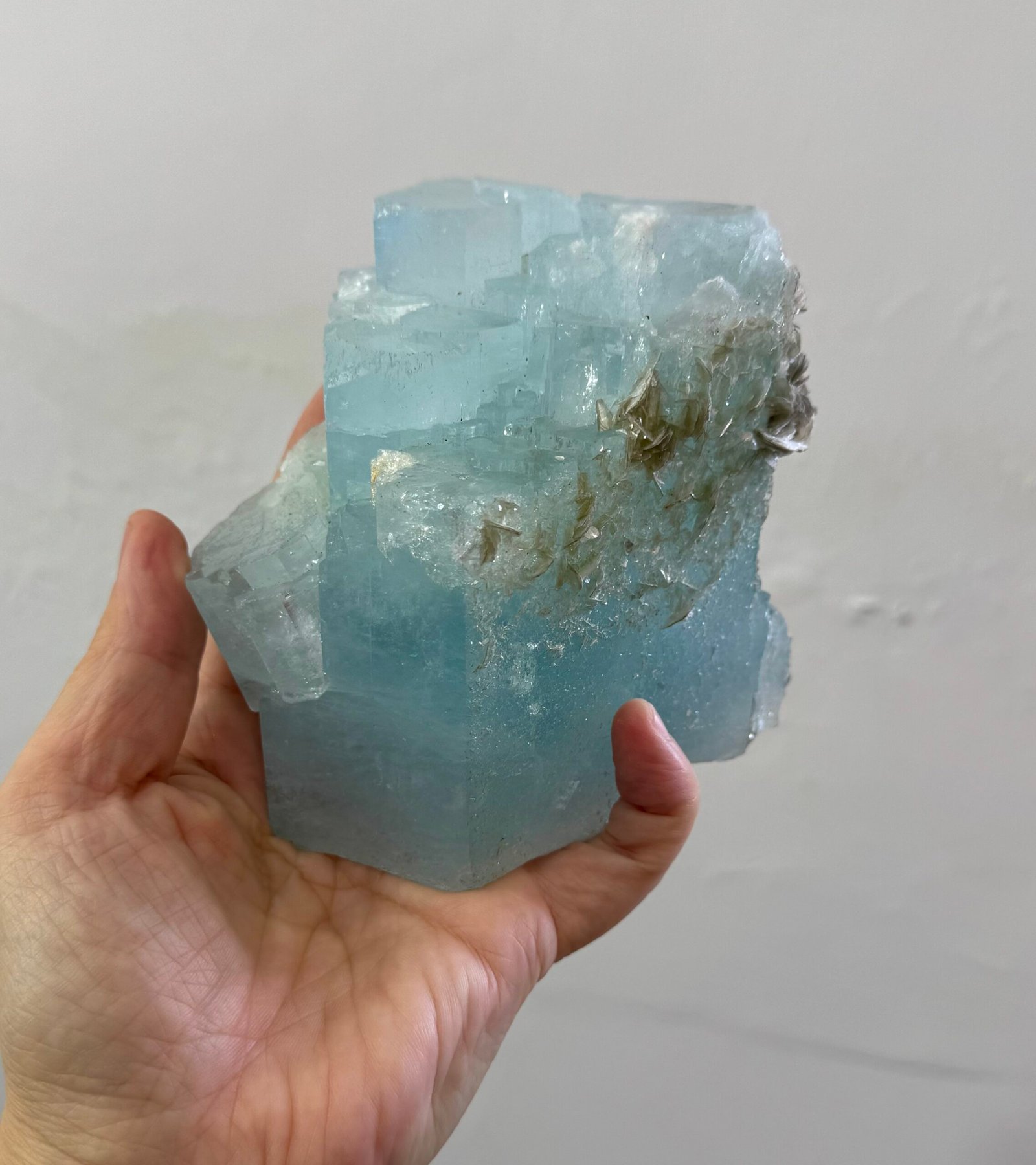 Pakistan Narga Mine Aquamarine with Muscovite | 1005.8g Collector-Grade Natural Sky Blue Crystal Specimen