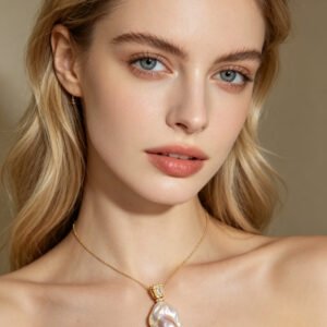 Large Aurora Iridescent Natural Freshwater Baroque Pearl Pendant