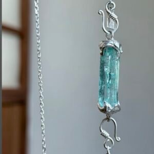 Natural Aquamarine Crystal Pendant with Silver Fittings (on sale)